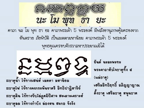 佛牌上常見的นะโมพุทธายะ咒語